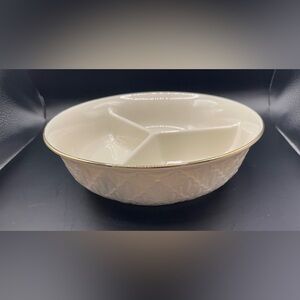 Lenox Cream and Gold Trim Divided Bowl